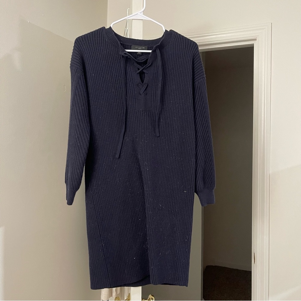 Ann Taylor petite sweater dress navy size S